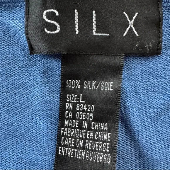 Silx Long Sleeve Silk Button Front Cardigan Light Blue Button Accent Hem Size L - Picture 6 of 8